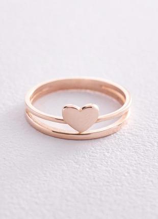 Кольцо "сердечко" в красном золоте к071521 фото