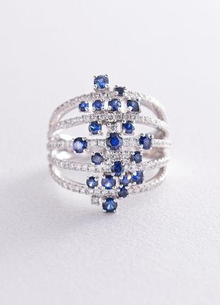 Золотое кольцо с бриллиантами и сапфирами 
r01233mi
