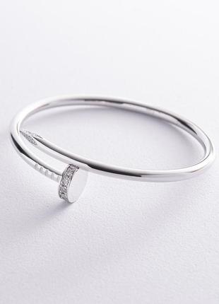 Жесткий браслет "гвоздь" с бриллиантами 
(белое золото) 522061121