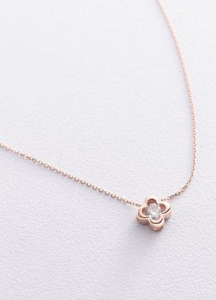 Колье "клевер" в красном золоте (фианит) 
кол01837