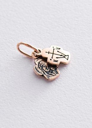 Золотая ладанка с божьей матерью (чернение) п03245