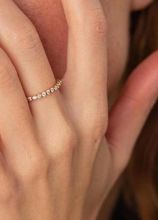 Золотое кольцо с дорожкой камней (бриллианты) кб0463ca