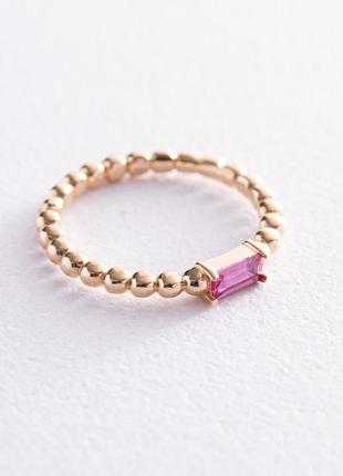 Золотое кольцо "аннабель" с розовым фианитом 
к071813 фото