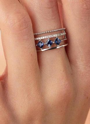 Золотое кольцо с бриллиантами и сапфирами 
кб0430nl2 фото