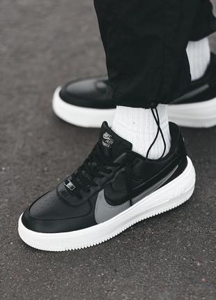 Кросівки шкіряні nike air force 1 plt.af.orm black/white, кеди, взуття демісезон, післяплата