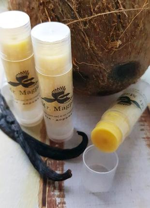«ванильный баунти» натуральный бальзам для губ, с нуля. кокос и ваниль.2 фото