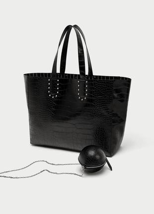 Очень крутая сумка zara, черного цвета. змеиной принт-тренд 20191 фото