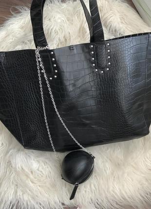 Очень крутая сумка zara, черного цвета. змеиной принт-тренд 20197 фото