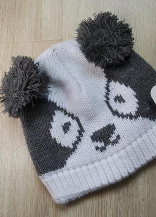 Стильная шапка панда с ушками на 46-55 обьём головы3 фото