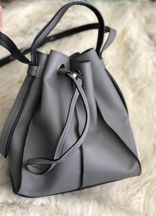 Крутая сумка мешок zara, серого цвета