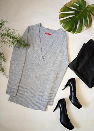 Базовий сірий джемпер светр із v-подібним вирізом від ostin