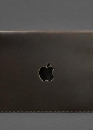 Кожаный чехол-конверт на магнитах для macbook 14 темно-коричневый crazy horse