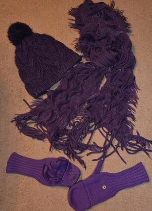 Набір жіночий - шапка, шарф і рукавички