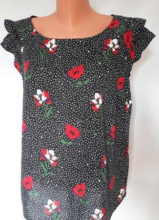 Блуза без рукавов в цветочный принт tu ( размер 12-14)1 фото