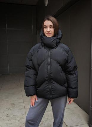 Женская зимняя куртка черная женский пуховик черный оверсайз oversize