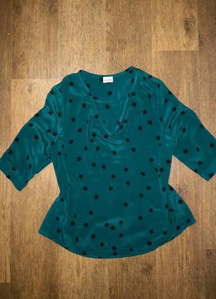 Изумрудная блуза в звёздах 100%шёлк mercy delta