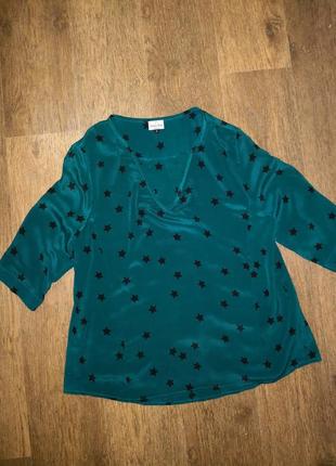 Смарагдова блуза в зірках 100%шовк mercy delta2 фото