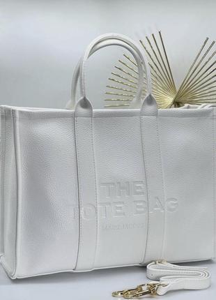 Белая модная сумка / marc jacobs tote bag mini white / вместительная сумочка