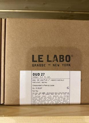 Парфюмерная вода унисекс le labo oud 27