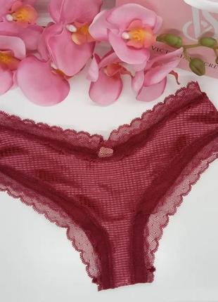 Чарівні, трусики - чикі, з  милим вафельним плетінням із плюшевого оксамиту з мереживною обробкою, victoria's secret