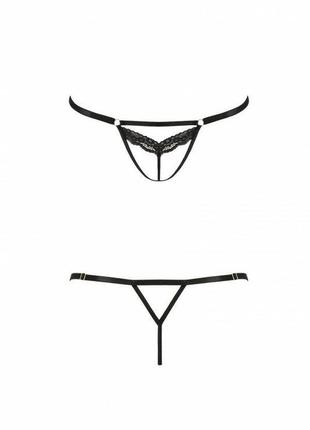 Відверті трусики-стрепи з мереживом solon thong black s/m - passion exclusive