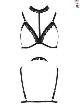 Бюстгальтер-стрепы с чокером shelly bra black l/xl - passion exclusive