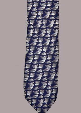 Beaufort/ шовковий галстук в принт "лебеді"
