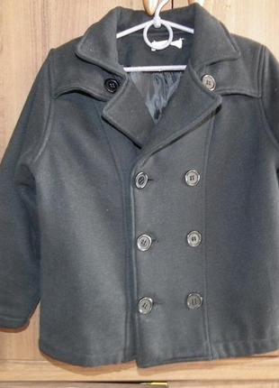 Классическое черное пальто на мальчика 3-4, 5 года