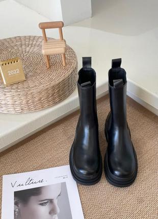 Шкіряні челсі bottega veneta, черевики боттега з логотипом на підошві, 40 розмір2 фото