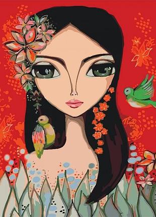 Картина по номерам яркая девочка кно2685 40x50см идейка картины раскраски по номерам 2022 в украине