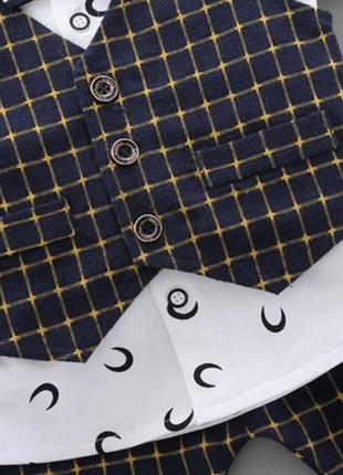 Классический стильный костюм джентельмена 80 - 120 см с галстуком бабочка нарядный праздничный набор жилет брюки рубашка3 фото
