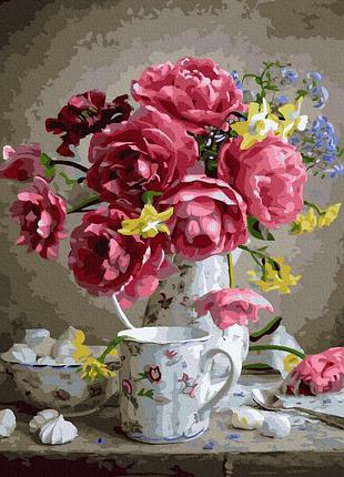 Картина за номерами gx36879 букет пионов 40x50см. rainbow