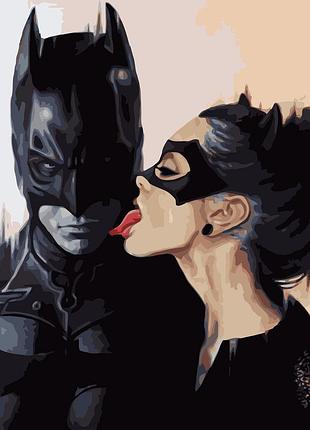 Картина за номерами va-1141 бетмен з жінкою-кішкою, 40х50см strateg