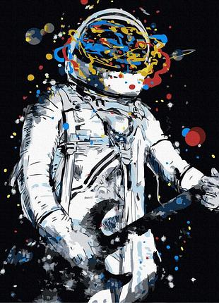 Картина по номерам gx39187 космическая музыка, космонавт 40х50см. rainbow картины раскраски по номерам 2022 в