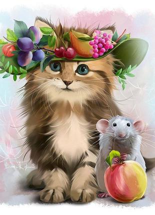 Картина за номерами ras2100_o 20*30см. кішка і мишка j. otten