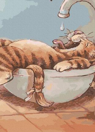 Картина по номерам gx41238 кот под краном 40х50см. никитошка картины раскраски по номерам 2022 в украине