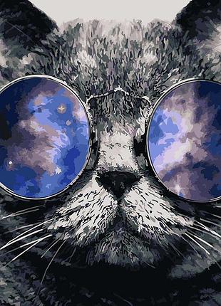 Картина по номерам 40х50см. gx21679 кот в очках rainbow картины раскраски по номерам 2022 в украине