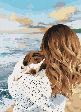 Картина за номерами gx40926 дівчина з собакою 40*50см. никитошка