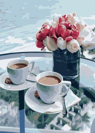 Картина по номерам va-3215  сніданок біля моря ,  40х50 см strateg картины раскраски по номерам 2022 в украине