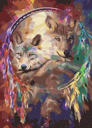 Картина за номерами sy6328 вовчий ловець снів, 40х50см strateg