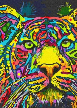 Картина по номерам 40х50см. gx34578 разноцветный тигр rainbow картины раскраски по номерам 2022 в украине