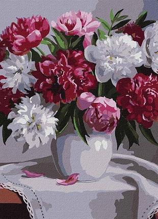 Картина по номерам kho3180 удивительные пионы, 40*50см. идейка картины раскраски по номерам 2022 в украине
