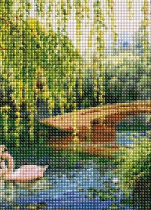 Алмазна мозаїка amo7280 лебеді на озері ©сергій лобач, 40х50см ідейка на підрамнику