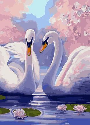 Картина по номерам gx9009 пара лебедей 40х50см. rainbow