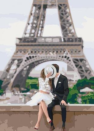Картина по номерам сладкая парочка, париж  40x50см кно4531 идейка картины раскраски по номерам 2022 в украине