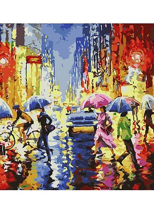 Картина за номерами va-0360 дощ на вулицях мегаполісу, 40х50см strateg