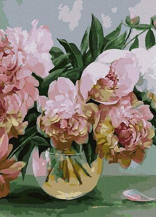 Картина по номерам gx39412 розовые пионы 40x50см. rainbow картины раскраски по номерам 2022 в украине