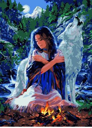 Картина по номерам va-0291 девочка с волком, 40х50см. strateg картины раскраски по номерам 2022 в украине