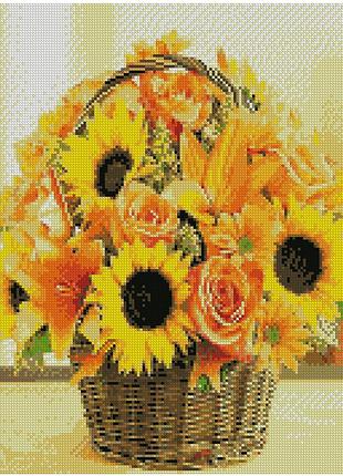 Алмазна мозаїка fa11923 кошик з соняшниками,  40х50см strateg на підрамнику, у подарунковій упаковці