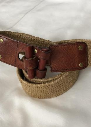 Винтажный пояс , ремень .натуральная кожа, джут. #розвантажуюсь